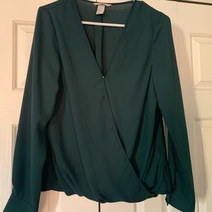 H&M emerald green silk blouse